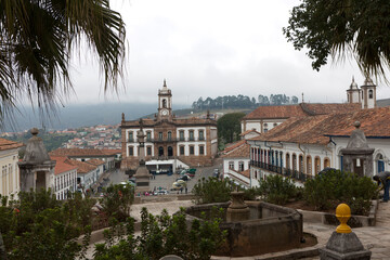 Fototapeta na wymiar Brazil city view of Ouro Preto on a cloudy spring day