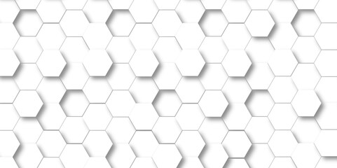 Abstract background hexagons Background with hexagons 3d Hexagonal structure futuristic white background and Embossed Hexagon , honeycomb white Background ,light and shadow ,Vector.	
