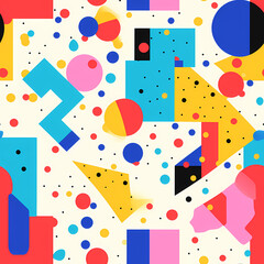 Abstract seamless pattern with colorful dots and shapes