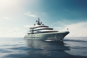 Fototapeta na wymiar Superyacht at sea, luxury yacht daytime, generative ai