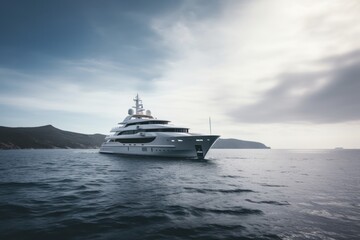 Superyacht at sea, luxury yacht daytime, generative ai