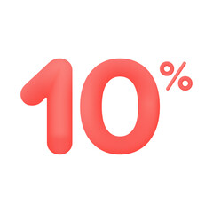 Red 10 percent discount vector illustration 3d mega loyalty. 10 percent bonus marketing discount. Isolated on white background. 