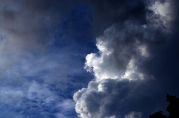 Thunderclouds against the blue sky