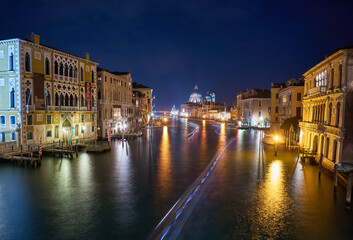 The Grand Canal illuminated at night in Venice