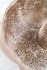 Lemon blueberry bundt cake with powdered sugar dusting