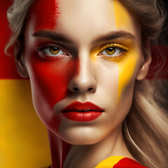 Heritage and Beauty: Model's Spain Flag Portrait