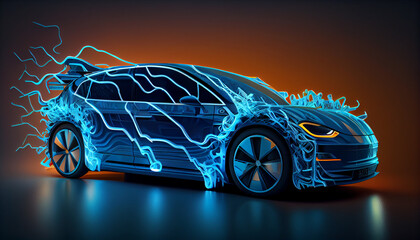 3D illustration of electric car This image doesn`t contain any visible trademarked products, Ai generated image