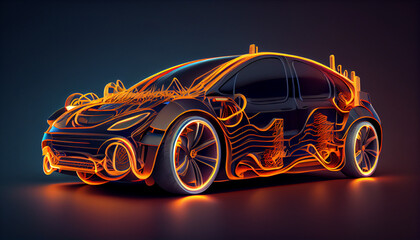 3D illustration of electric car This image doesn`t contain any visible trademarked products, Ai generated image
