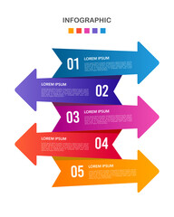 Obraz premium 5-step crossover arrow infographic template. Vector illustration.