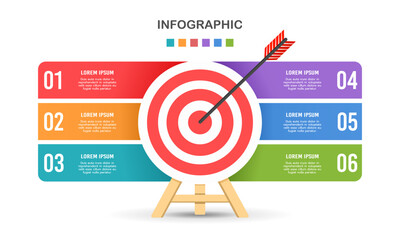 Infographic target template. Infographic six option. Business presentation. Vector illustration.