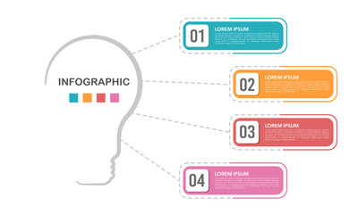 Four options idea lamp infographic template. Vector illustration.