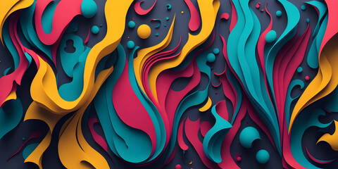 Vibrant Abstract Banner Design with Fluid Shapes. Colorful Fluid Shapes Collide in an Abstract