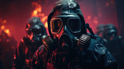 person with gas mask