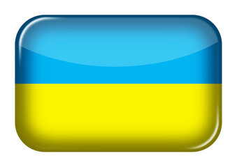 Ukraine web icon rectangle button with clipping path 3d illustration