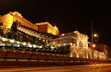 Fototapeta na wymiar Royal Palace or Buda Castle at night in Budapest, Hungary