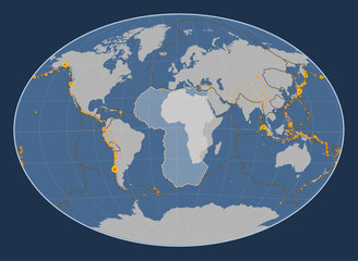 African tectonic plate. Contour. Fahey Oblique. Earthquakes and boundaries