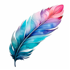 Watercolor feather isolated AI generative illustration