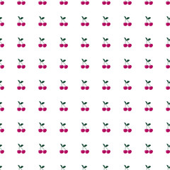 Cute cherry seamless pattern. Hand drawn cherries wallpaper.