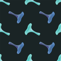 Toadstool mushrooms seamless pattern. Magical fly agaric wallpaper.