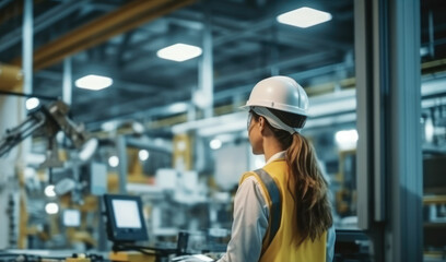 Fototapeta premium Female Automotive Engineer are checking Production at a Car Assembly Plant.