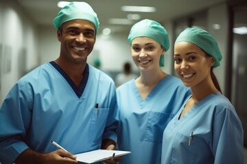 Group of doctor standing in operating room in a hospital, Best practice from multiple disciplines.