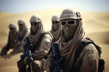 Military swat team members during operation.