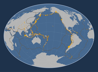 Balmoral Reef tectonic plate. Contour. Fahey Oblique. Earthquakes and boundaries