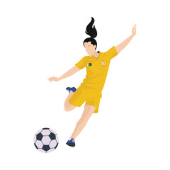 Girl Playing Soccer, Young Woman Football Player Character in Sports Uniform Kicking the Ball Pakistani woman player  illustration