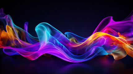 Liquid Ink Fusion Explosion Multicolour Neon Black Background Illustration