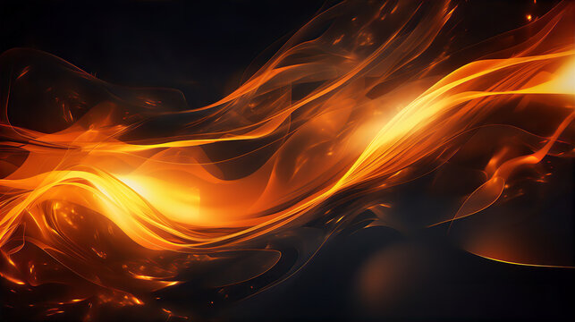Abstract Liquid Black Ink Fusion Orange Amber Light Background Illustration