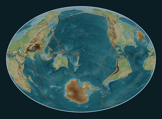 Kermadec tectonic plate. Fahey Oblique. Boundaries