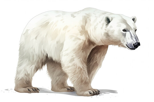 Watercolor polar bear illustration on white background.