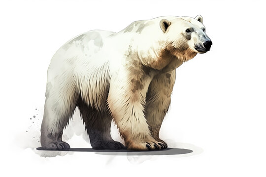 Watercolor polar bear illustration on white background.