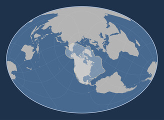 North American tectonic plate. Contour. Fahey Oblique.