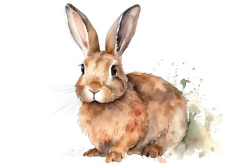 Watercolor rabbit illustration on white background