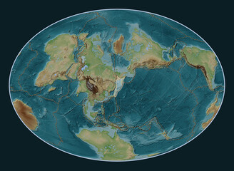 Okhotsk tectonic plate. Fahey Oblique. Boundaries