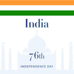 Banner for 76 india independence day. Illustration with balloons in the colors of the Indian flag.