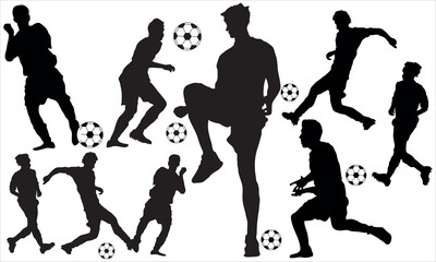 soccer players flat design silhouette vector illustration