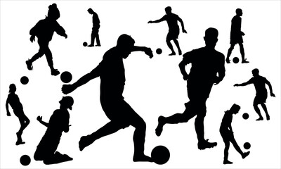 Fototapeta premium soccer players flat design silhouette vector illustration