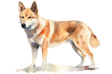 Watercolor dog illustration on white background