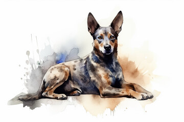 Watercolor dog illustration on white background