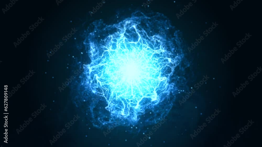 Canvas Prints abstract glowing blue particle energy magic orb animation on dark background, 4k seamless loop