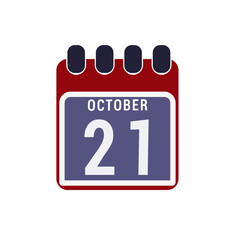 Calendar displaying day 21 ( twenty-first ) of the October - Day 21 of the month. illustration