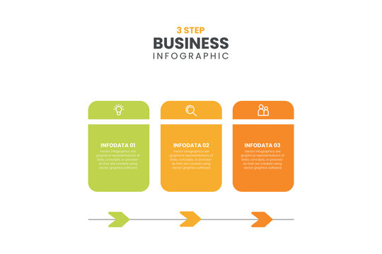 Business Infographic Template. Modern Presentation Template With 3 Spets For Business Process, 3 Options Vector Infographic Design.