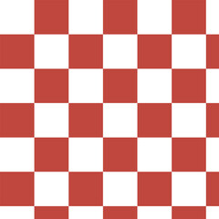 Groovy hippie 70s vintage red and white chessboard, checkerboard background . Banner with a square grid. Red and white grid style transparent background