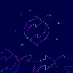 Two circle arrows, recycle gradient line icon, vector illustration