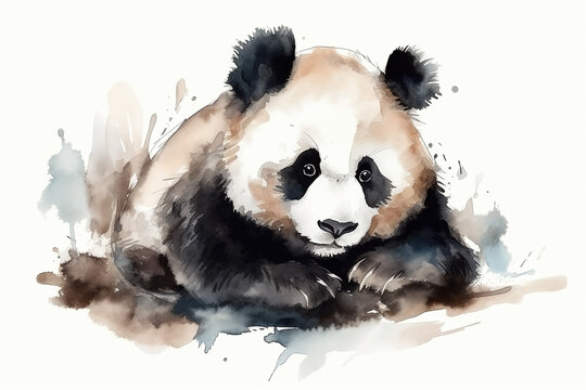 Watercolor panda illustration on white background