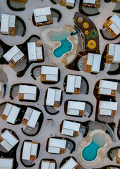 Topdown view of rental homes at a croatian campsite. 