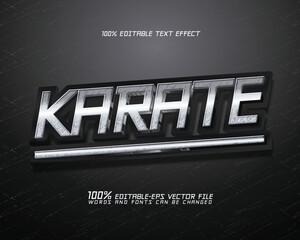 karate text effect, editable metallic silver text style