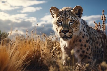 Photography of wild animals in their natural habitats while hunting, Generative AI